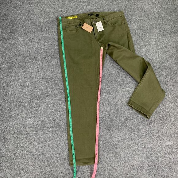 J Crew Jeans Mens 33 Ivy Green Toothpick Ankle Super Skinny Stretch 5 Pocket - Picture 6 of 11